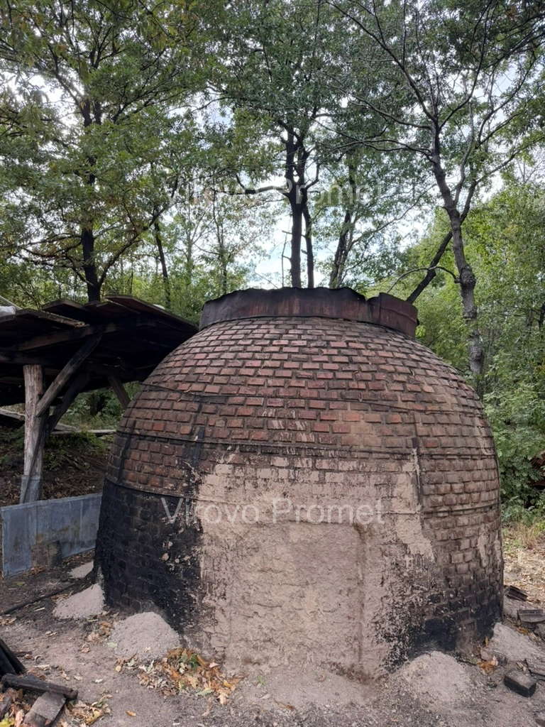 Front view of a brick charcoal kiln